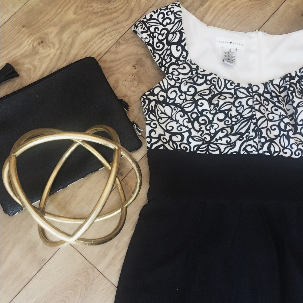 Stunning Black & white empire dress sz 10 euc